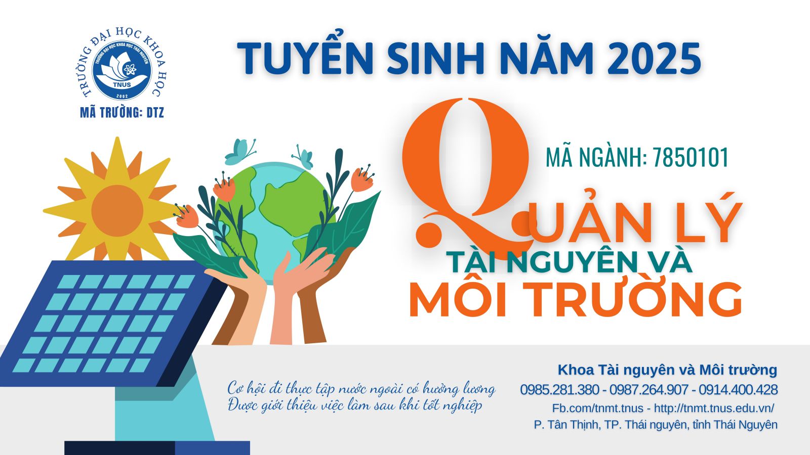 Thông báo tuyển sinh Đại học chính quy ngành Quản lý Tài nguyên và Môi trường năm 2025